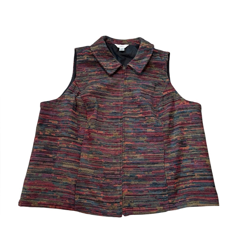 C J Banks Women’s Tapestry Multi Colored Vest Zippered Size 2X